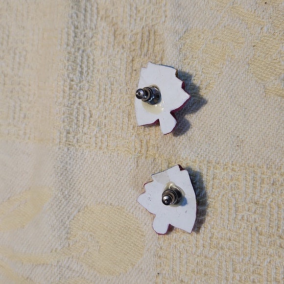 Tropical fish wooden earrings folk art - Picture 2 of 5